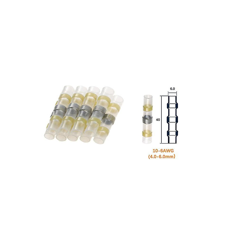 (Yellow, 100Pcs) 10/50/100Pcs Solder Seal Wire Connectors Heat Shrink Solder Butt Connectors Solder Terminals Kit Automotive Marine Insulated 8715748631226