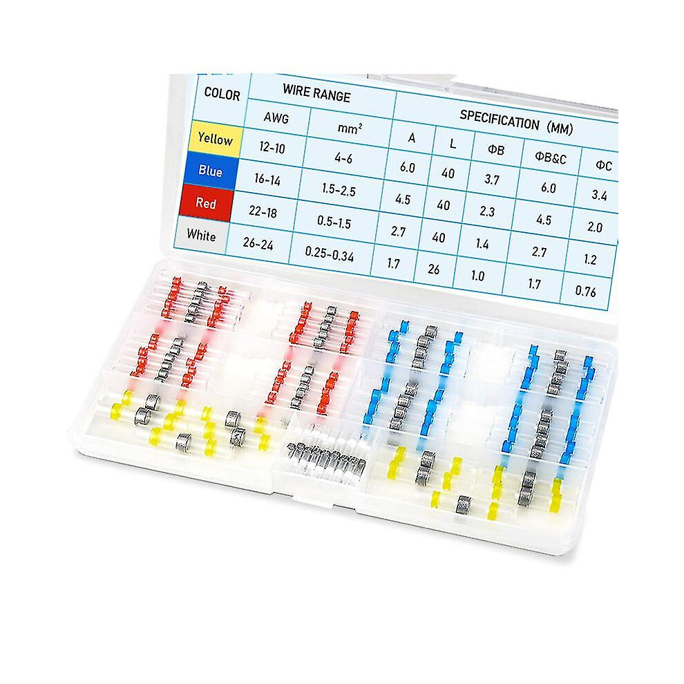 (Mix(100Pcs), 50Pcs) 10/50/100Pcs Solder Seal Wire Connectors Heat Shrink Solder Butt Connectors Solder Terminals Kit Automotive Marine Insulated 8715748631264