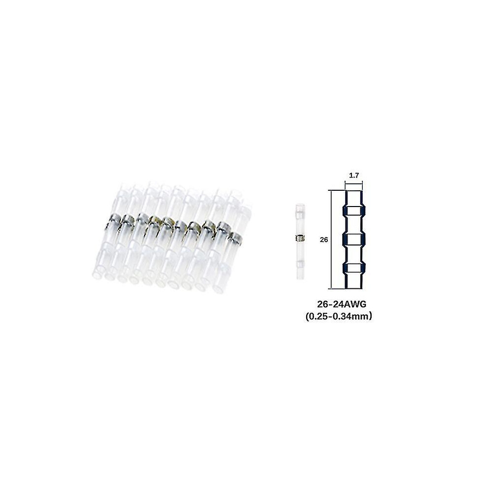 (White, 100Pcs) 10/50/100Pcs Solder Seal Wire Connectors Heat Shrink Solder Butt Connectors Solder Terminals Kit Automotive Marine Insulated 8715748631288