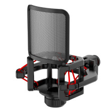 Microphone Shock Mount with Filter Windscreen,Red