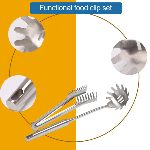 2 Pieces Stainless Steel Spaghetti Server Set,Pasta Spoon Fork 1