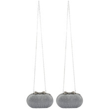 2X häät morsiamen helmillä koristeltu naisten iltalaukku ketju olkalaukut Tyylikkäät strassit Clutch Clutch (hopea)