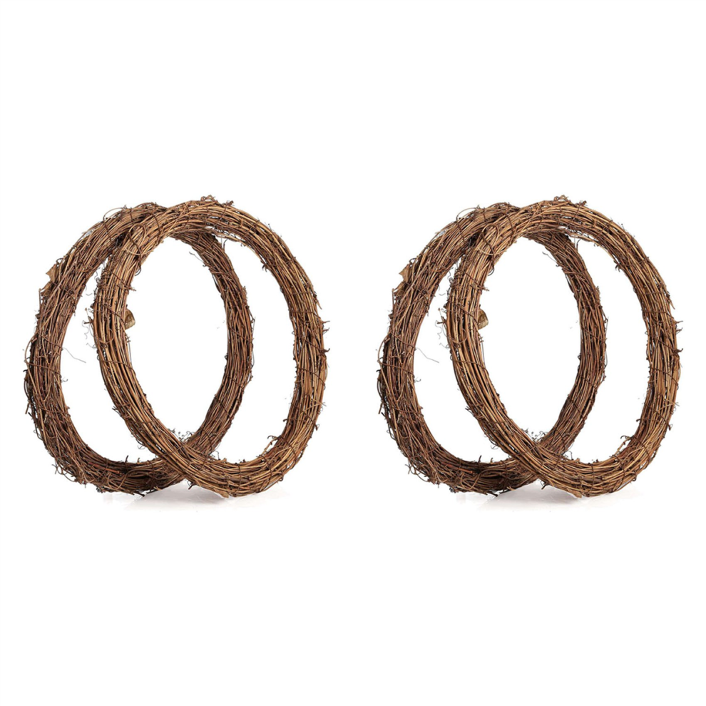 4PCS 14 Inch Grapevine Wreaths Wreath Rattan Garland for DIY Christmas Craft or Wedding Decors