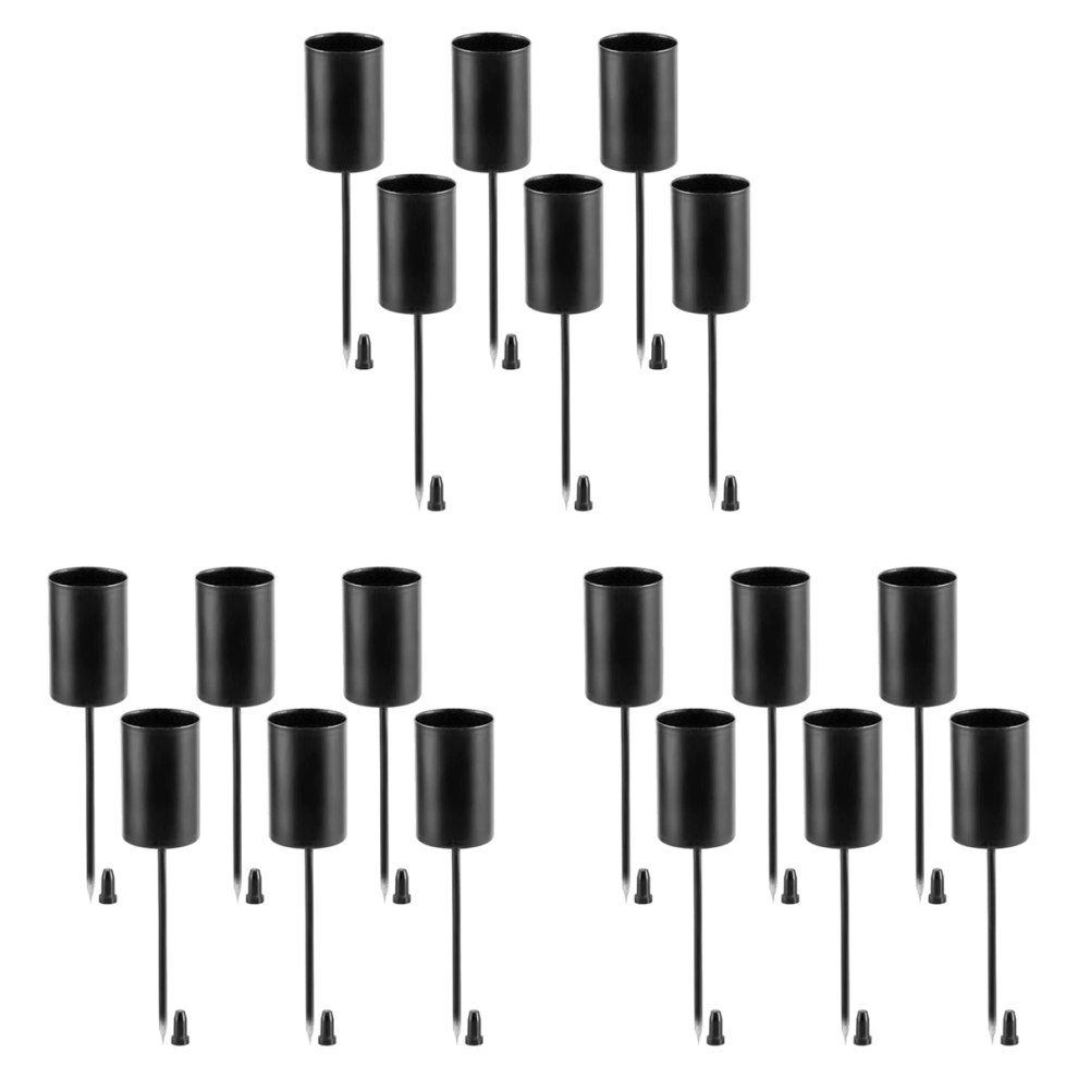 Bougeoirs, couronne de l'Avent, bâtons, support, bougies coniques avec brochette, 18 pièces, noir
