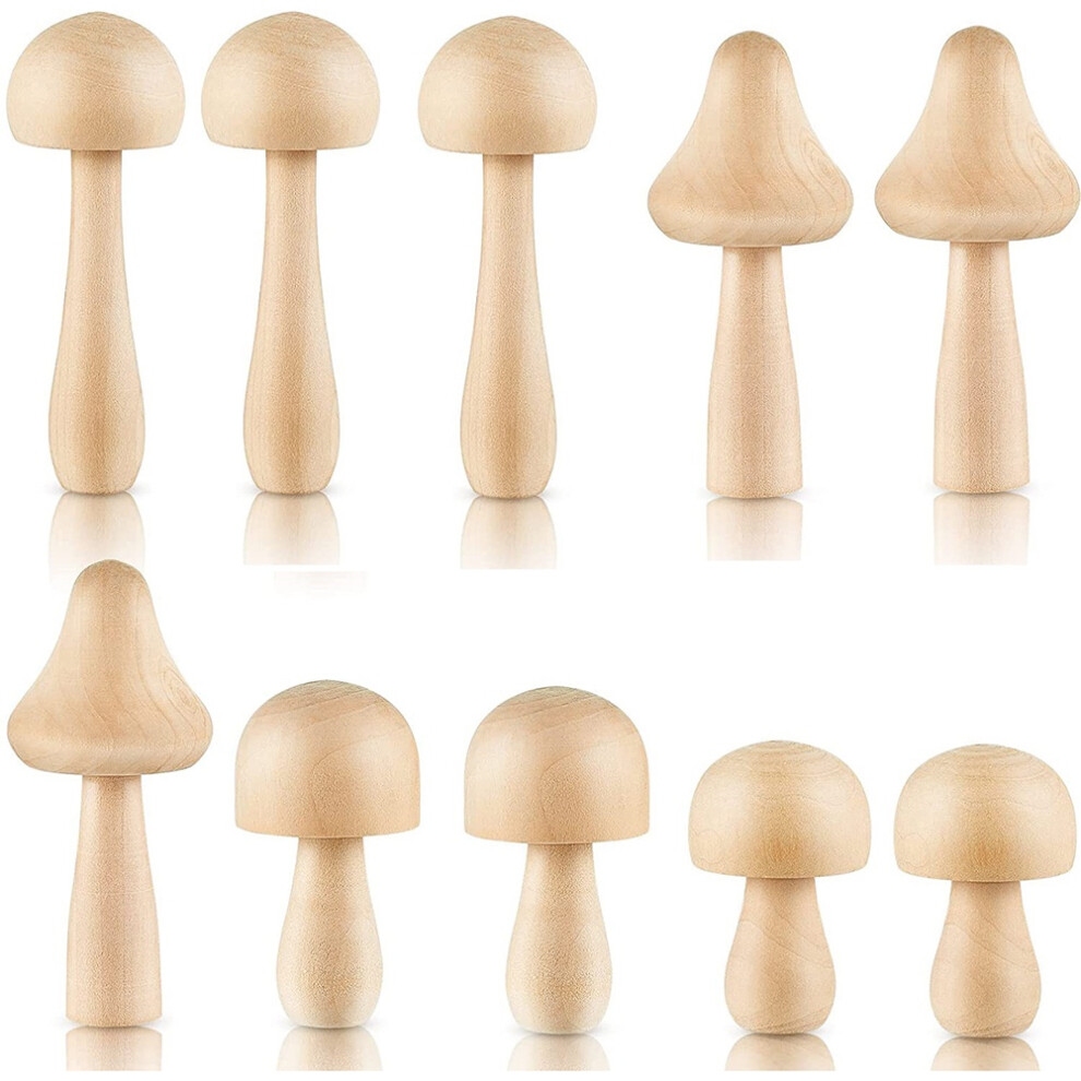 Spactz 10 Pieces Big Sizes Unfinished Wooden Mushroom Unpainted