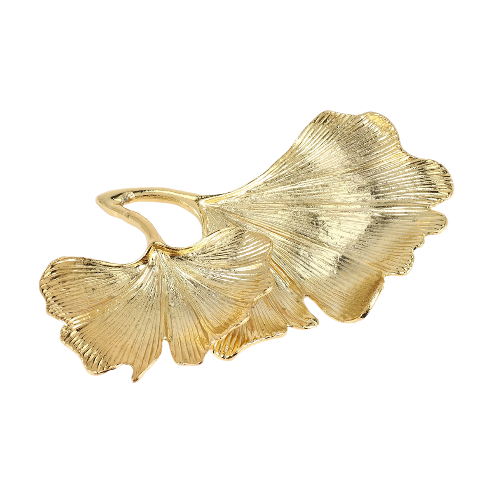 Ginkgo Biloba Leaf Decorative Tray Jewelry Gold Spactz