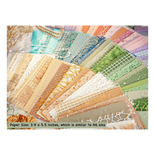 96 Sheets Textured Scrapbook Paper and Mesh Fabric Assorted Set 2