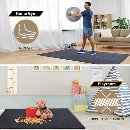 12 Pack Floor Exercise Mat for Home Gym or Padding black 1