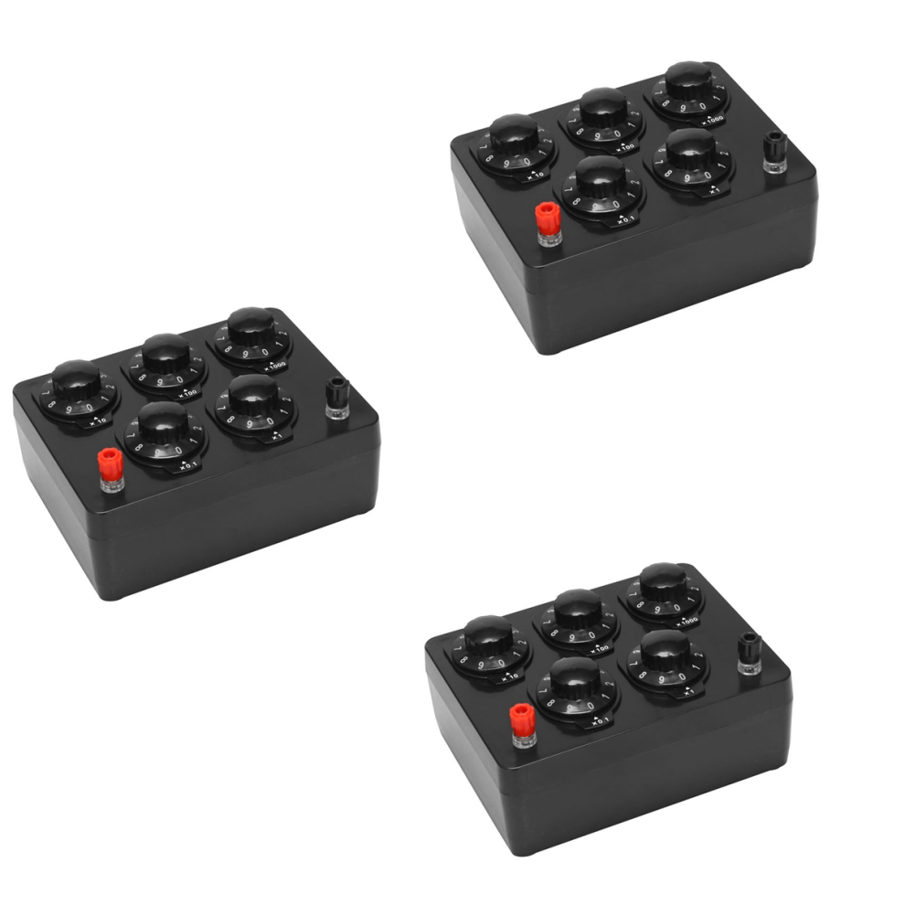 Scatola Di Resistenza Nera 3X Resistore A Decade Variabile In Ferro 0-9999,9 Ohm 165X125X60Mm Per L'insegnamento Della Fisica