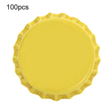 (Apricot Yellow) 100pcs Bottle Caps Sturdy Construction Anti-deform Tinplate Mini Beer Drinks Caps For Home