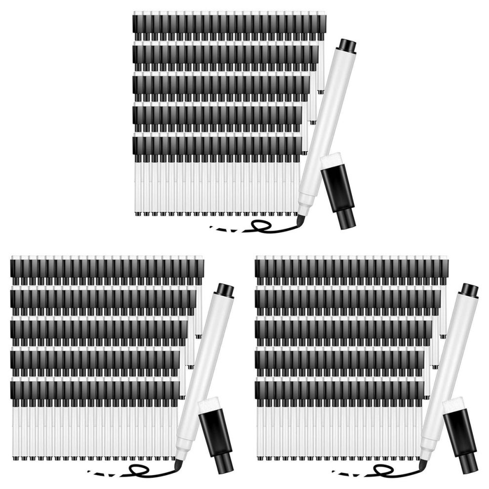 Spactz 300 Pieces Dry Erase Markers Whiteboard With Rubber Cap Fine Tip Black
