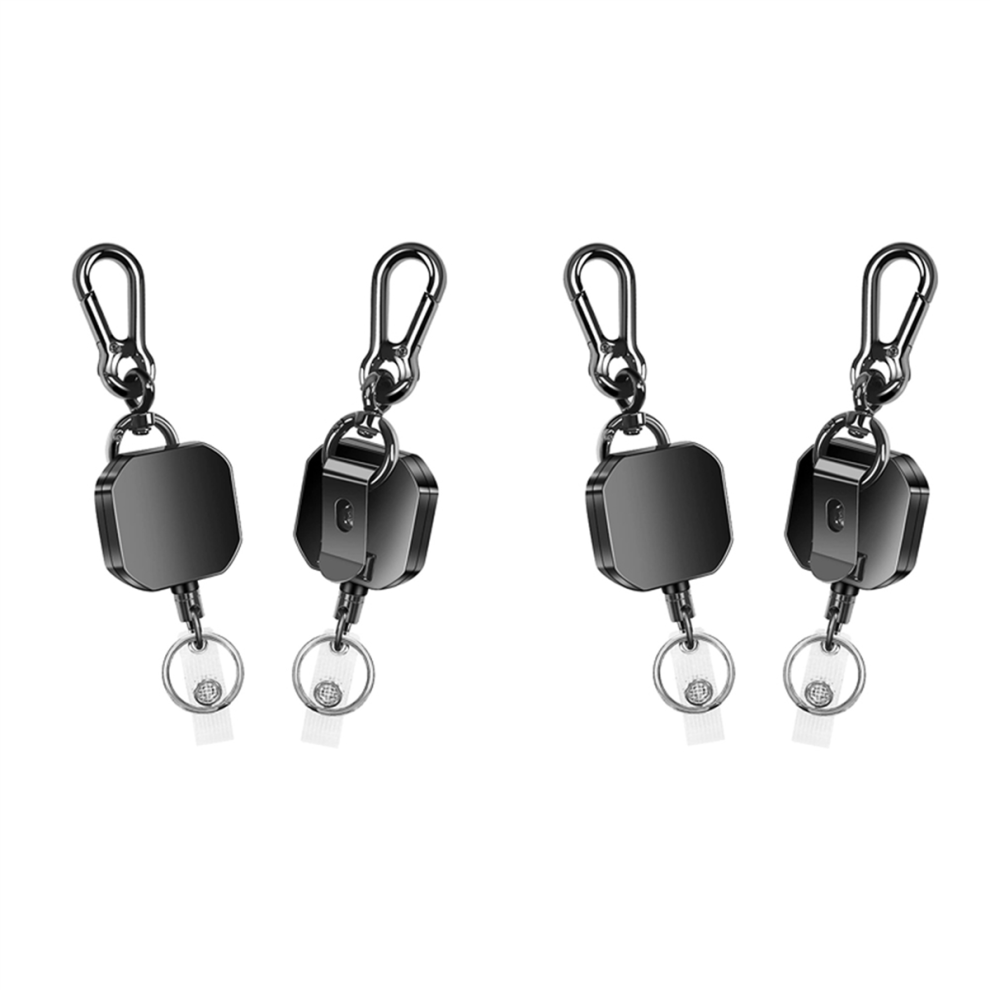 Spactz 4 Pack Retractable Keychain, Heavy Duty Metal Id Badge Holder Key Reel, Carabiner Keychain With Belt Clip