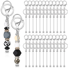 Pärlbara nyckelringsstavar i storpack för pärlor – DIY blankt silver