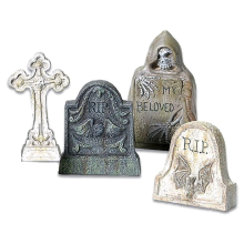 Conjunto de estatuetas de coleção de vilas com ornamentos de lápides de resina