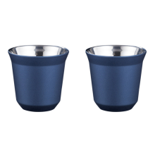 Lot de 2 tasses à expresso à double paroi en acier inoxydable de 80 ml, isolantes pour capsules de café, D