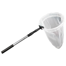 Aluminum Alloy Fast-Folding Hand Net - Dual-Use Fishing & Bug Catcher, 93cm Open / 45cm Folded, White, 28cm Mesh