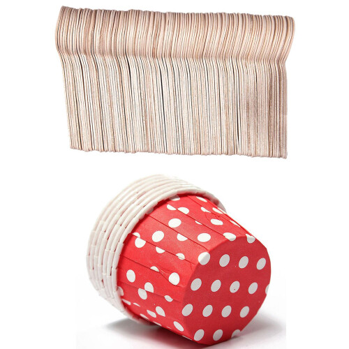 100 cucharas de madera desechables para helado
