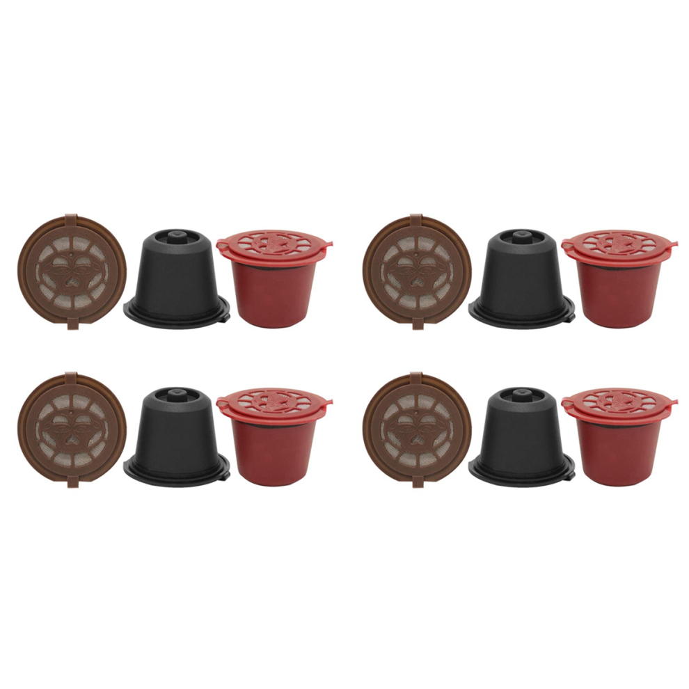 Lot de 12 capsules d'espresso rechargeables et réutilisables pour machine à café