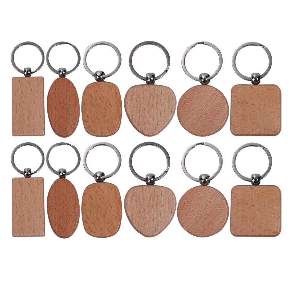 Lot de 40 porte-clés en bois vierges à faire soi-même, personnalisés, étiquettes, accessoires anti-perte, cadeaux (conception mixte)