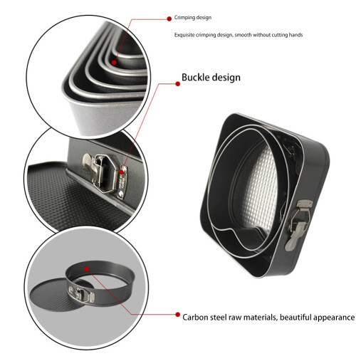 Cake Mold Pan Set 3Pcs Removable Square Round Heart Shape Tools 1