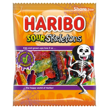 Haribo Sour Skeletons Sweets Large 160gm Bags FULL BOX OF 12