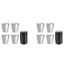 Verres à liqueur en acier inoxydable, lot de 8 verres en métal, empilables, petite flasque avec sac en cuir pour l'extérieur