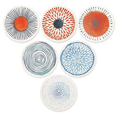 Set of 6 Coasters for Drinks Absorbent Round Ceramic Stone Coaster
