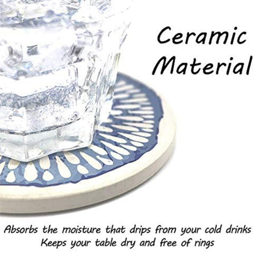 Set of 6 Coasters for Drinks Absorbent Round Ceramic Stone Coaster 1