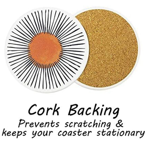 Set of 6 Coasters for Drinks Absorbent Round Ceramic Stone Coaster 2
