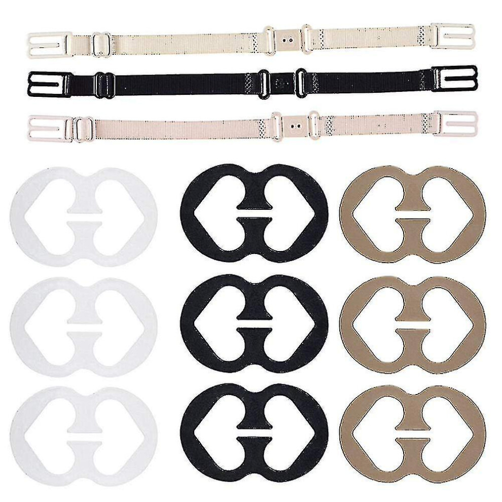 12 Pcs Non-slip Bra Straps Elastic Adjustable Holder With Bra Clips