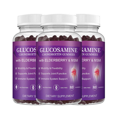 (3 pcs) Glucosamine Chondroitin Gummies, Extra Strength Joint Support Gummies With Msm