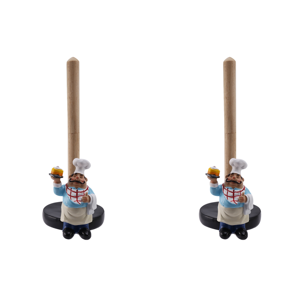 Lot de 2 figurines de porte-serviettes en papier à double couche en résine pour chef de pâtisserie, restaurant, artisanat, décoration, ornement B