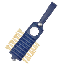 Golf-Tee-Aufbewahrungshalter aus Leder, inklusive 7 und Ballanhängern, Blau