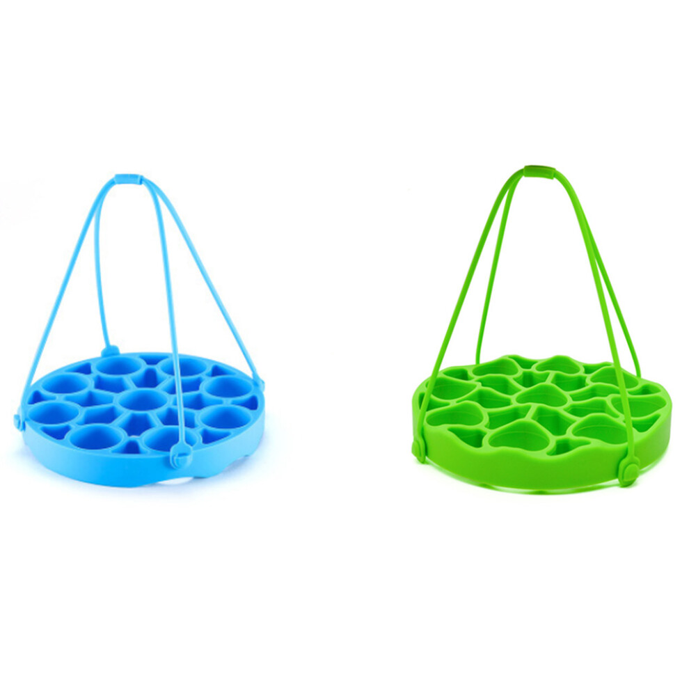Lot de 2 grilles à ufs en silicone pour cuisson à la vapeur avec poignées multifonctions