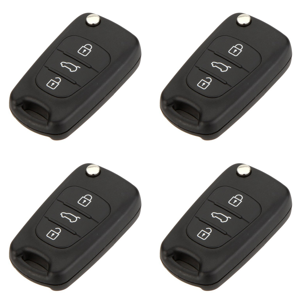 4X 3 Button Keyless Entry Remote Control Folding Flip Car Key Fob Shell Case Combo Compatible With I20 I30 4853799410958