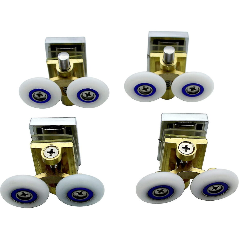 4 Pack Shower Door Casters - Shower Casters - Slide Rail Pulleys - Brass Support Arm With 25mm Diameter Wheels For Shower Enclosure, Shower Room-image-OPC-PFXC7N8-NEW