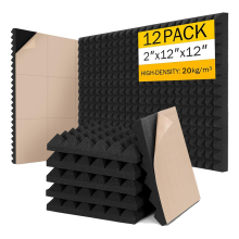 Pacote com 12 painéis de espuma à prova de som para parede 2x12x12 polegadas