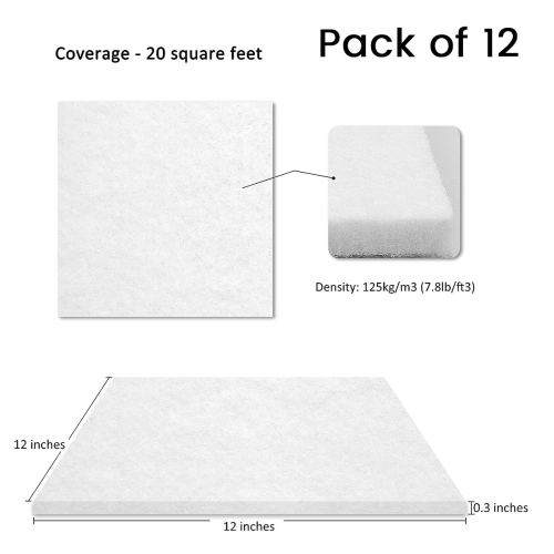 12 painéis acústicos, 12x12x0,3 polegadas, para estúdio de gravação, branco 1