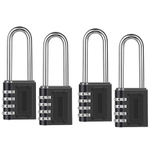 4 Pack Outdoor Combination Padlock Long Shackle Lock 6.5cm Waterproof Digit Resettable