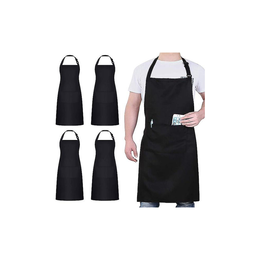 4 Pack Chef Aprons, Black Apron Waterproof Adjustable Apron