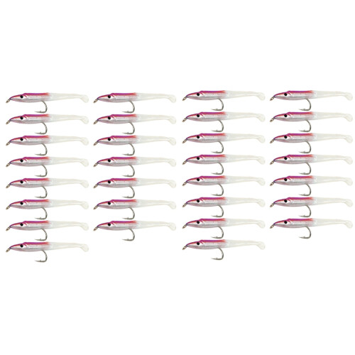 Fake Fishing Lure Sea Bait with Hook Eel 5cm/0.6G T Tail Soft Insect Simulation 30Pcs Pink