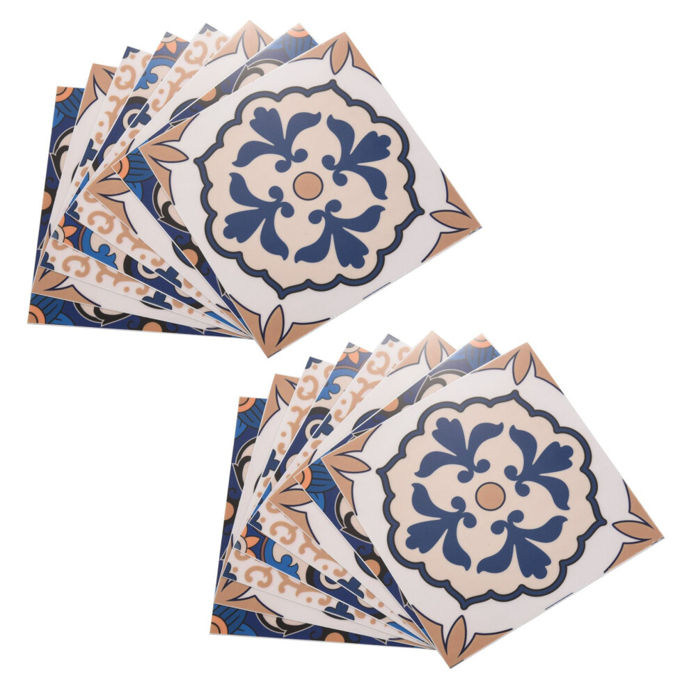 Lot de 20 autocollants pour carrelage de style marocain, imperméables, pour décoration murale de salle de bain, 15,2 x 15,2 cm