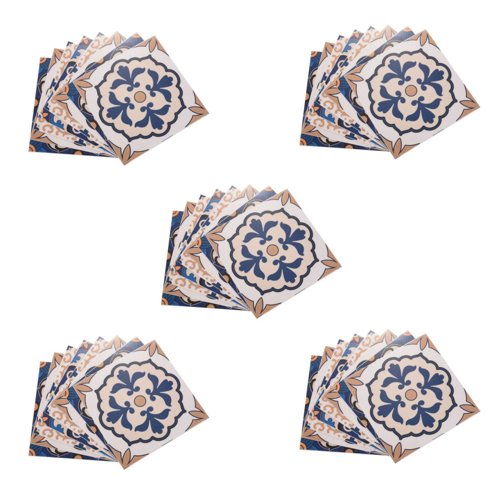 Lot de 50 autocollants pour carrelage de style marocain, imperméables, pour décoration murale de salle de bain, 15,2 x 15,2 cm