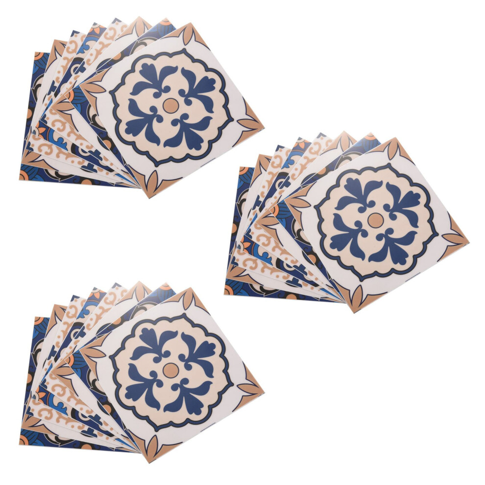 Lot de 30 autocollants pour carrelage de style marocain, imperméables, pour décoration murale de salle de bain, 15,2 x 15,2 cm