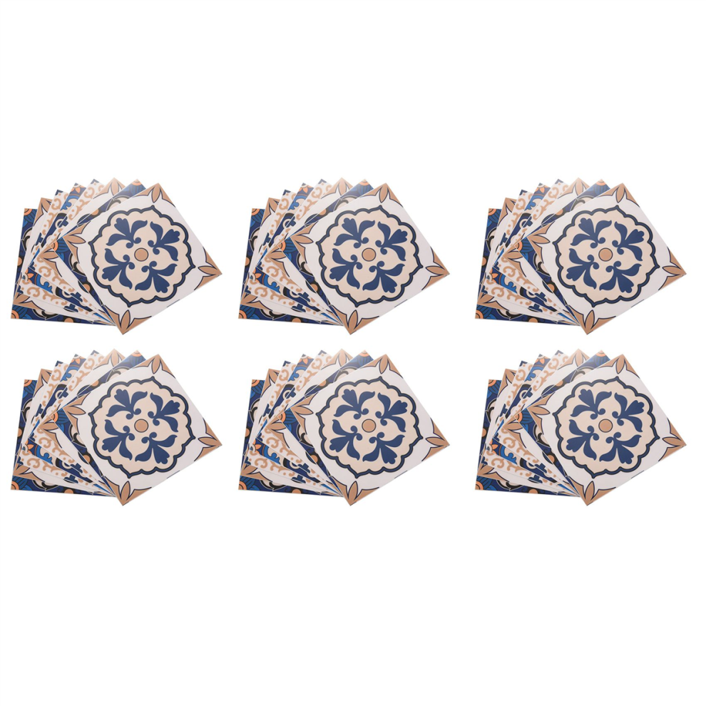 Lot de 60 autocollants pour carrelage de style marocain, imperméables, pour décoration murale de salle de bain, 15,2 x 15,2 cm