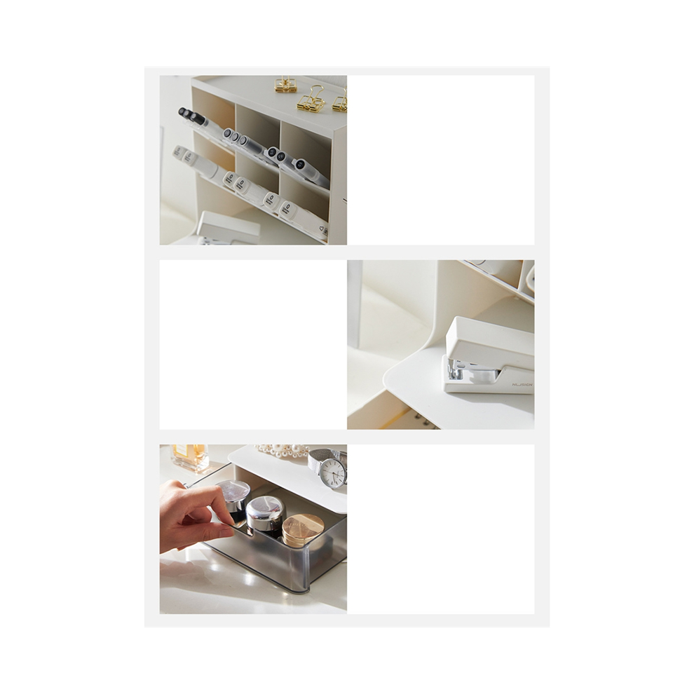 6 +1 Pencil Makeup Storage Box School Supplies Stationery, White-image-OPC-PFXCBC9-NEW