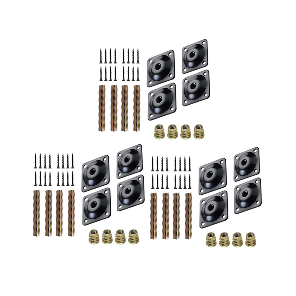 12Pcs Furniture Leg Mounting Plates Sofa Attachment M8 Hanger Bolts Screws Adapters Metal Bracket Kit-image-OPC-PFXCCSN-NEW