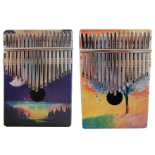 Piano à pouce 17 Schläge mit Standard-Piano zu Beginn in Holz (Nacht)