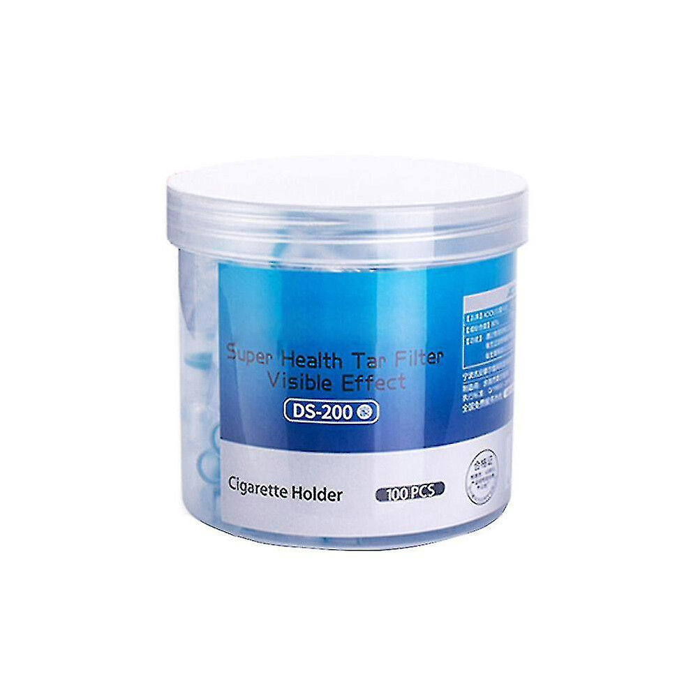 (Blue) 100pcs Disposable Tobacco Cigarette Filter Smoking Reduce Tar Filtration Cleaning Holder