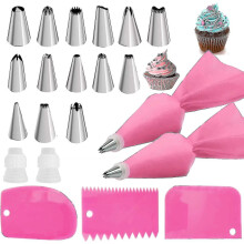21pcs Piping Bags And Tips Set Pastry Bag 14 Stainless Steel Nozzle